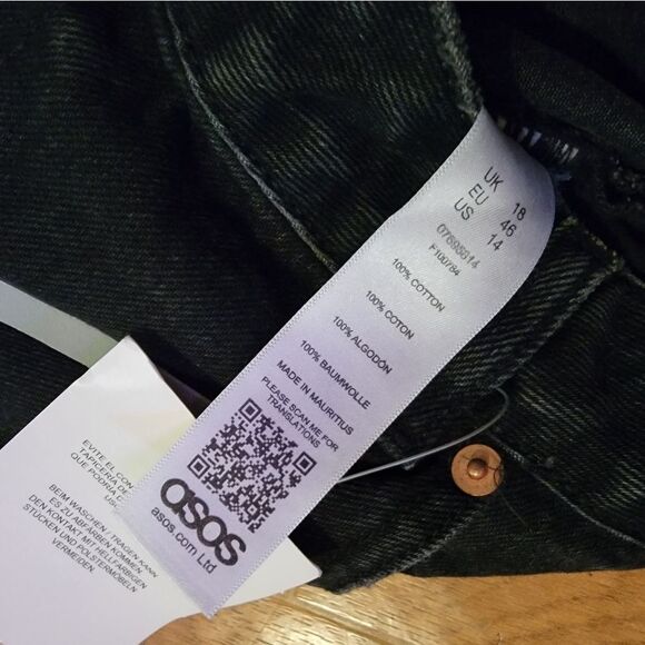 Asos Design Black Denim High Rise Skirt - Picture 11 of 12